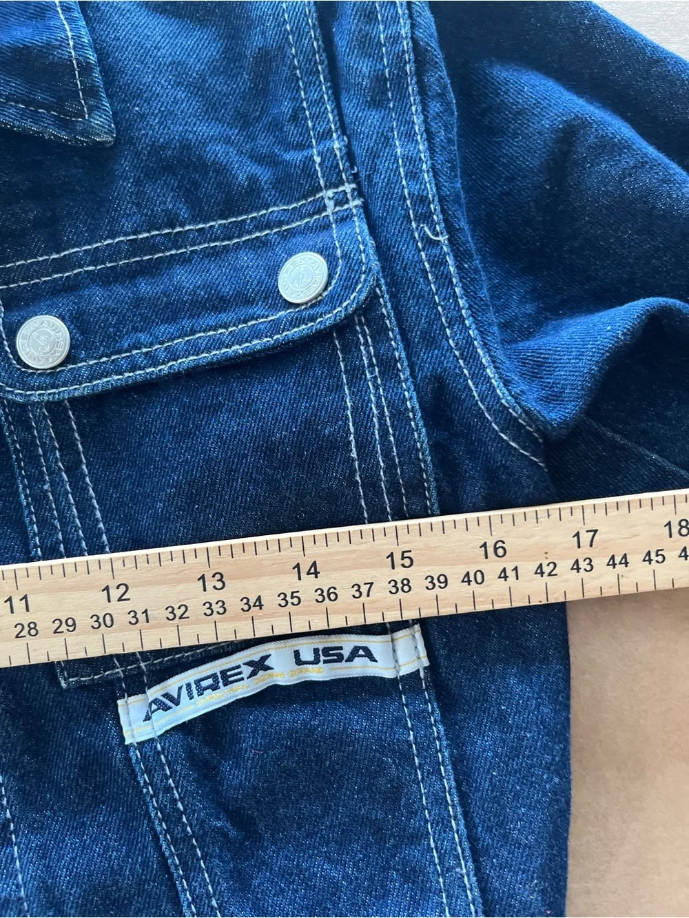 Avirex Kids Denim Trucker Jacket Size 4 Embroidered Logo Dark Wash Vintage Y2K